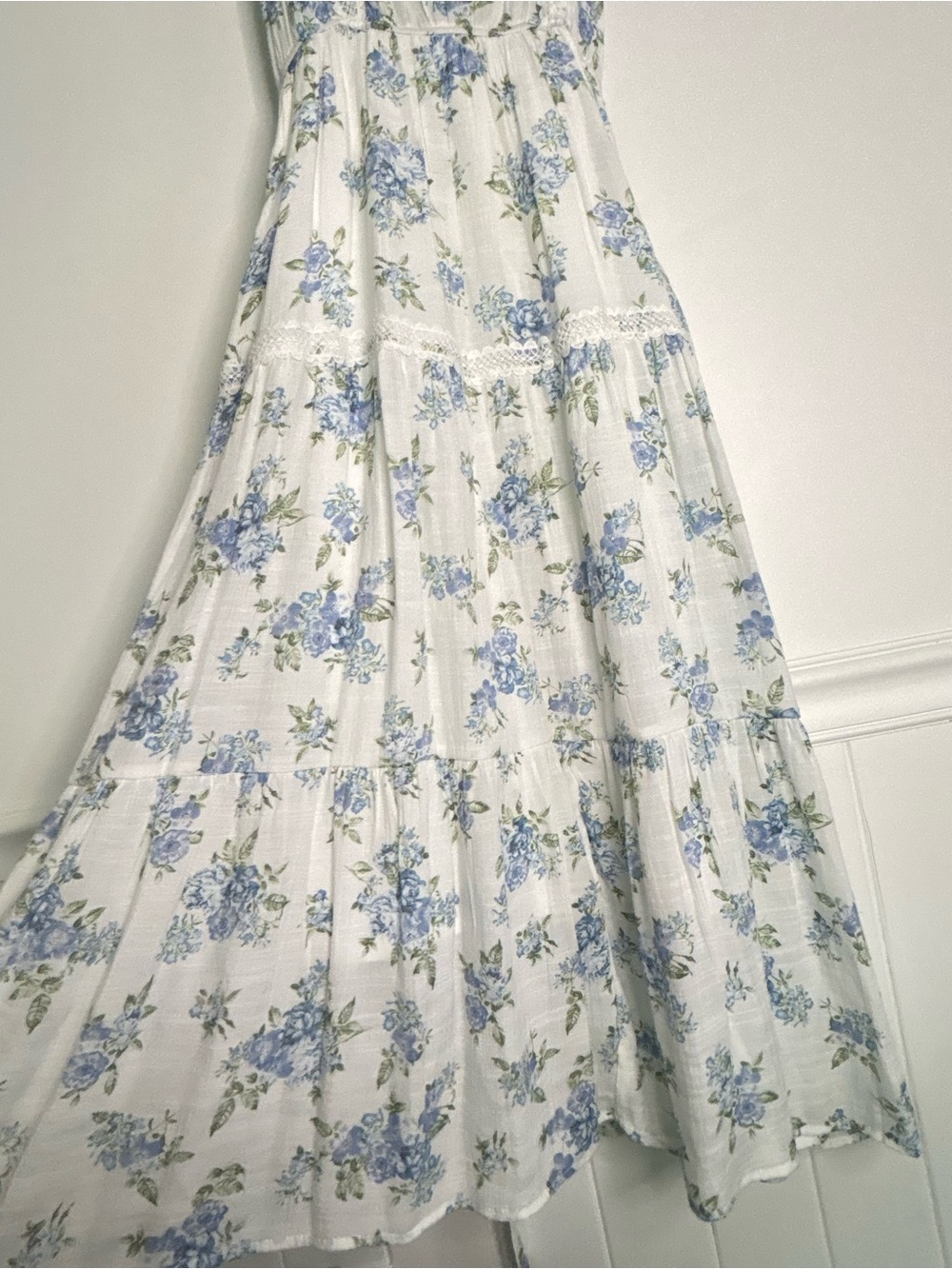 MINE Ruffle Tiered Lace Dainty Floral Dress XS-Small Cottagecore *c79 - Picture 7 of 14